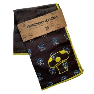 Urban Outfitters‎ Mushroom Embroidered Tea Towel Patchwork Cotton Dish Towel